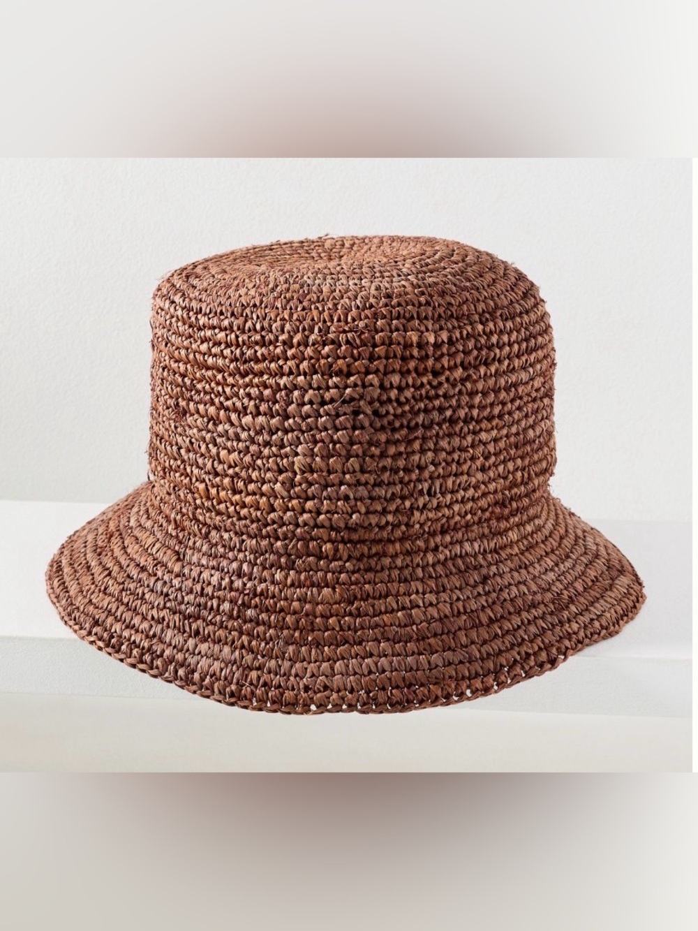 NWT: Wyeth Ayden Bucket Hat, 100% Raffia Straw Brown in Chocolate